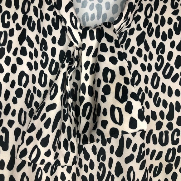 Vintage Blair Cream Leopard Print Cinched Waist Tie Neck Dress Size 12 - Picture 7 of 15